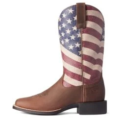Ariat Ladies Round Up Patriot Stars & Stripes Western Boots 10038397 -Ariat Shoes Shop F21 WMS WEST 10038397 side