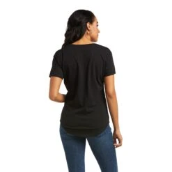 Ariat® Ladies Wordmark Graphic Short Sleeve Black T-Shirt 10038622 -Ariat Shoes Shop F21 WMS WEST 10038622 back 1