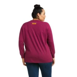 Ariat® Women's Rebar CottonStrong™ Purple Long Sleeve T-Shirt 10037435 -Ariat Shoes Shop F21 WMS WORK 10037435 back plus