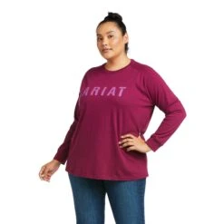 Ariat® Women's Rebar CottonStrong™ Purple Long Sleeve T-Shirt 10037435 -Ariat Shoes Shop F21 WMS WORK 10037435 front plus