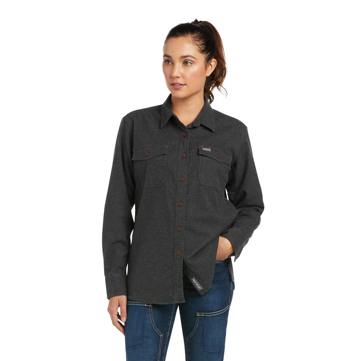 Ariat® Ladies Rebar Flannel DuraStretch™ Charcoal Work Shirt 10037478 3 Ariat® Ladies Rebar Flannel DuraStretch™ Charcoal Work Shirt 10037478