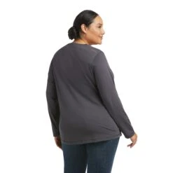 Ariat® Women's Workman Logo Grey Long Sleeve T-Shirt 10037657 -Ariat Shoes Shop F21 WMS WORK 10037657 back plus 47818b21 96cf 490a 9edd 6b94bc132c3a