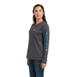 Ariat® Women's Workman Logo Grey Long Sleeve T-Shirt 10037657