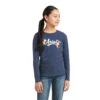 Ariat Youth Girl's Flora Fauna Logo Navy Heather T-Shirt 10036979 1 Ariat Youth Girl's Flora Fauna Logo Navy Heather T-Shirt 10036979 -Ariat Shoes Shop F21 YTH ENGL 10036979 front