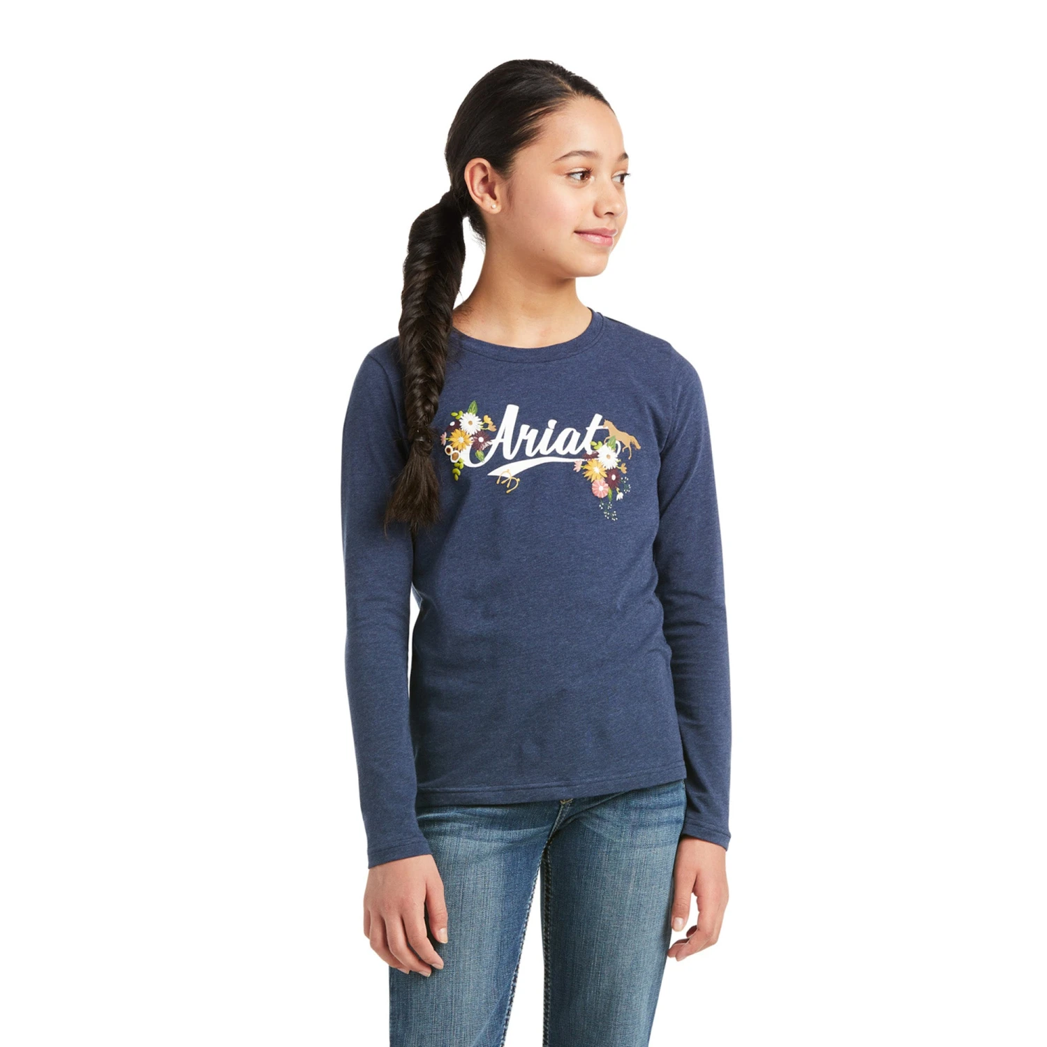 Ariat Youth Girl's Flora Fauna Logo Navy Heather T-Shirt 10036979 3 Ariat Youth Girl's Flora Fauna Logo Navy Heather T-Shirt 10036979