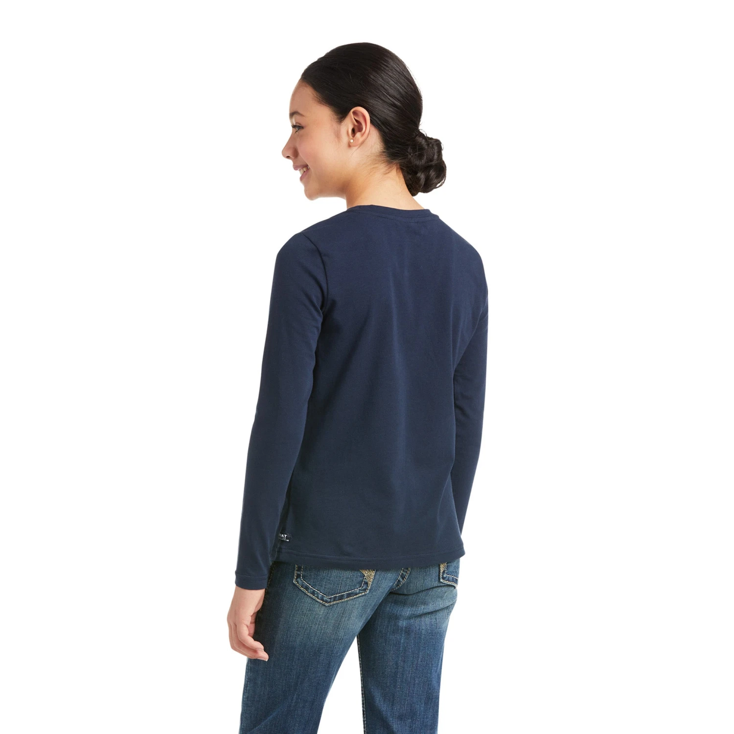 Ariat Youth Logo Long Sleeve Navy T-Shirt 10036980 4 Ariat Youth Logo Long Sleeve Navy T-Shirt 10036980 - Image 2