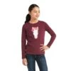 Ariat Children's Flower Crown Long Sleeve Windsor Wine T-Shirt 10037351 1 Ariat Children's Flower Crown Long Sleeve Windsor Wine T-Shirt 10037351 -Ariat Shoes Shop F21 YTH ENGL 10037351 front