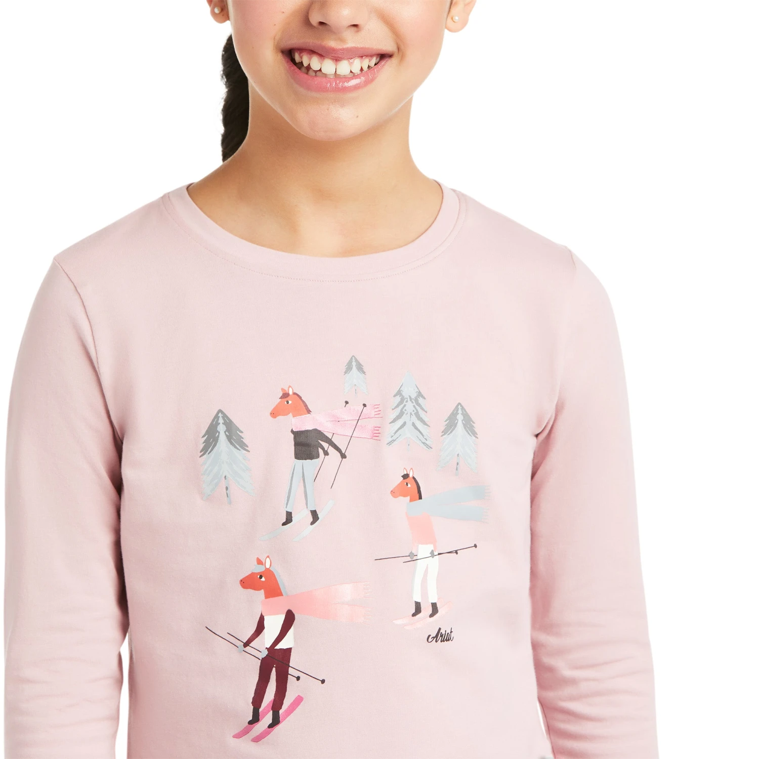 Ariat® Children's Powder Ponies Long Sleeve Ash Rose T-Shirt 10037352 4 Ariat® Children's Powder Ponies Long Sleeve Ash Rose T-Shirt 10037352 - Image 2