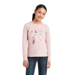 Ariat® Children's Powder Ponies Long Sleeve Ash Rose T-Shirt 10037352