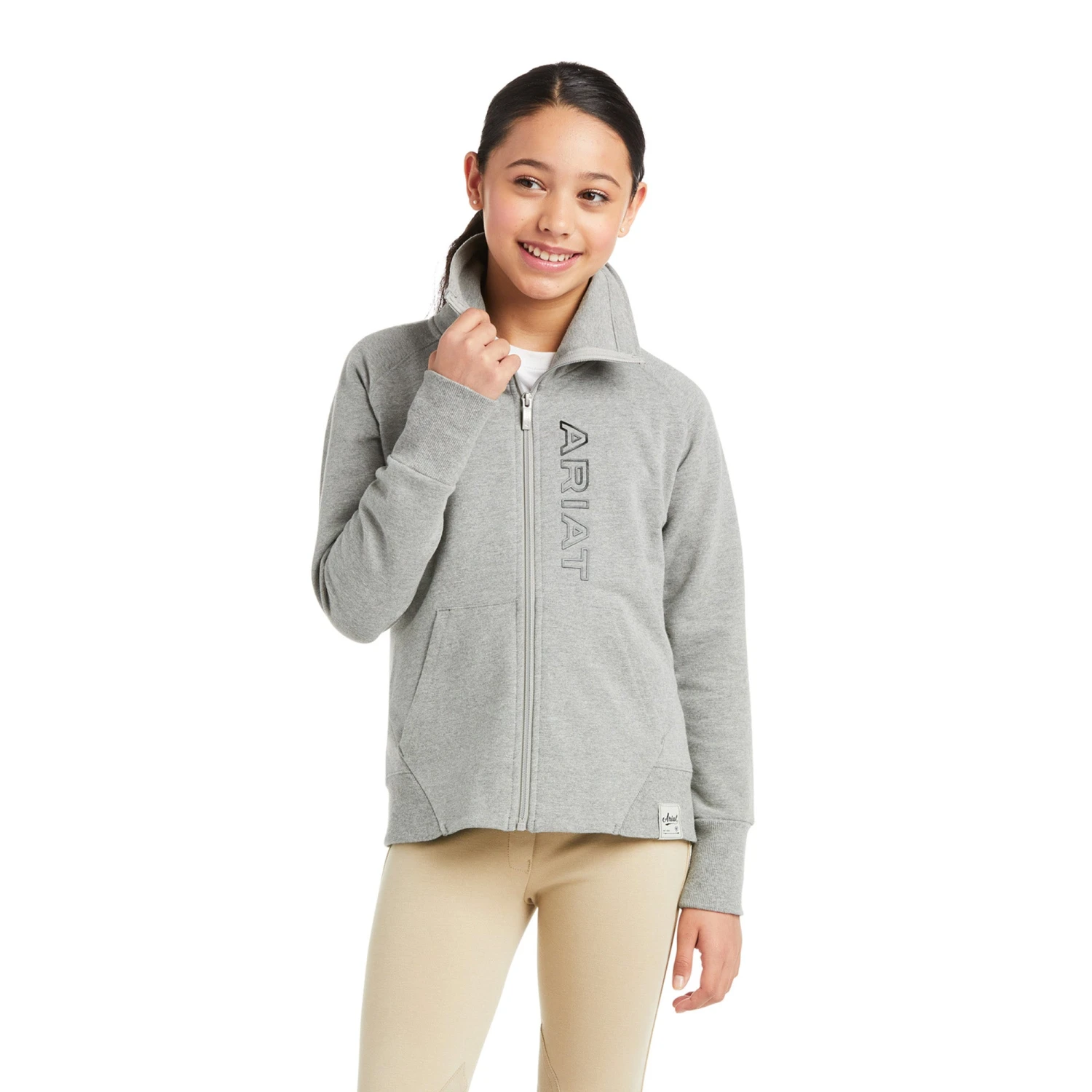 Ariat Children's Team Logo Heather Grey Full Zip Sweatshirt 10037724 3 Ariat Children's Team Logo Heather Grey Full Zip Sweatshirt 10037724