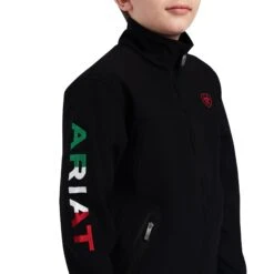 Ariat® Youth Boy's New Team Mexican Black Softshell Jacket 10043053 -Ariat Shoes Shop F21 YTH ENGL 10043053 detail01