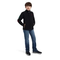 Ariat® Youth Boy's New Team Mexican Black Softshell Jacket 10043053 -Ariat Shoes Shop F21 YTH ENGL 10043053 full