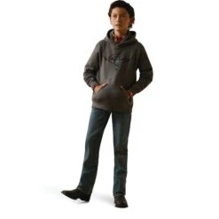 Ariat® Boy's Horns Southwest Medium Grey Heather Hoodie 10041151 -Ariat Shoes Shop F22 BYS WEST 10041151 full
