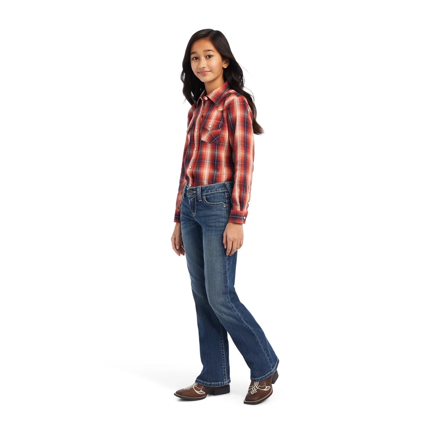 Ariat® Youth Girl's R.E.A.L™ Citrus Grove Plaid Snap Shirt 10041653 6 Ariat® Youth Girl's R.E.A.L™ Citrus Grove Plaid Snap Shirt 10041653 - Image 4