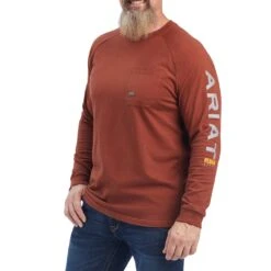 Ariat® Men's Rebar Cotton Strong Graphic Cherry Mahogany Tee 10041624