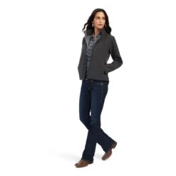 Ariat® Ladies Team Patriot Softshell Charcoal Heather Jacket 10041438 -Ariat Shoes Shop F22 WMS WEST 10041438 full 1