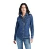 Ariat® Ladies Farriday Bluelight Denim Button Down Shirt 10042258 1 Ariat® Ladies Farriday Bluelight Denim Button Down Shirt 10042258 -Ariat Shoes Shop F22 WMS WEST 10042258 front