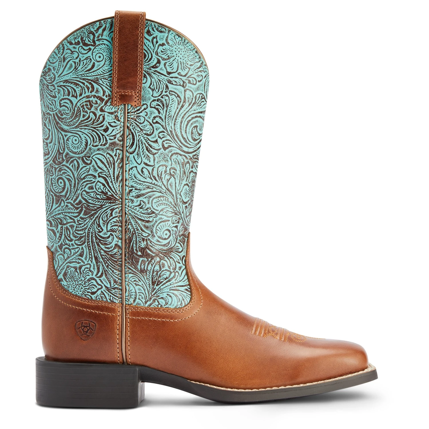 Ariat® Ladies Round Up Square Toe Brown & Turquoise Boots 10042534 5 Ariat® Ladies Round Up Square Toe Brown & Turquoise Boots 10042534 - Image 3