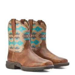 Ariat® Ladies Anthem Savanna Tan & Turquoise Aztec Shorties 10042576 -Ariat Shoes Shop F22 WMS WEST 10042576 pair