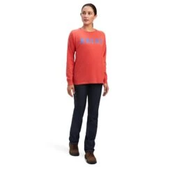 Ariat Ladies Rebar Block Coral T-Shirt 10041437 -Ariat Shoes Shop F22 WMS WORK 10041437 full