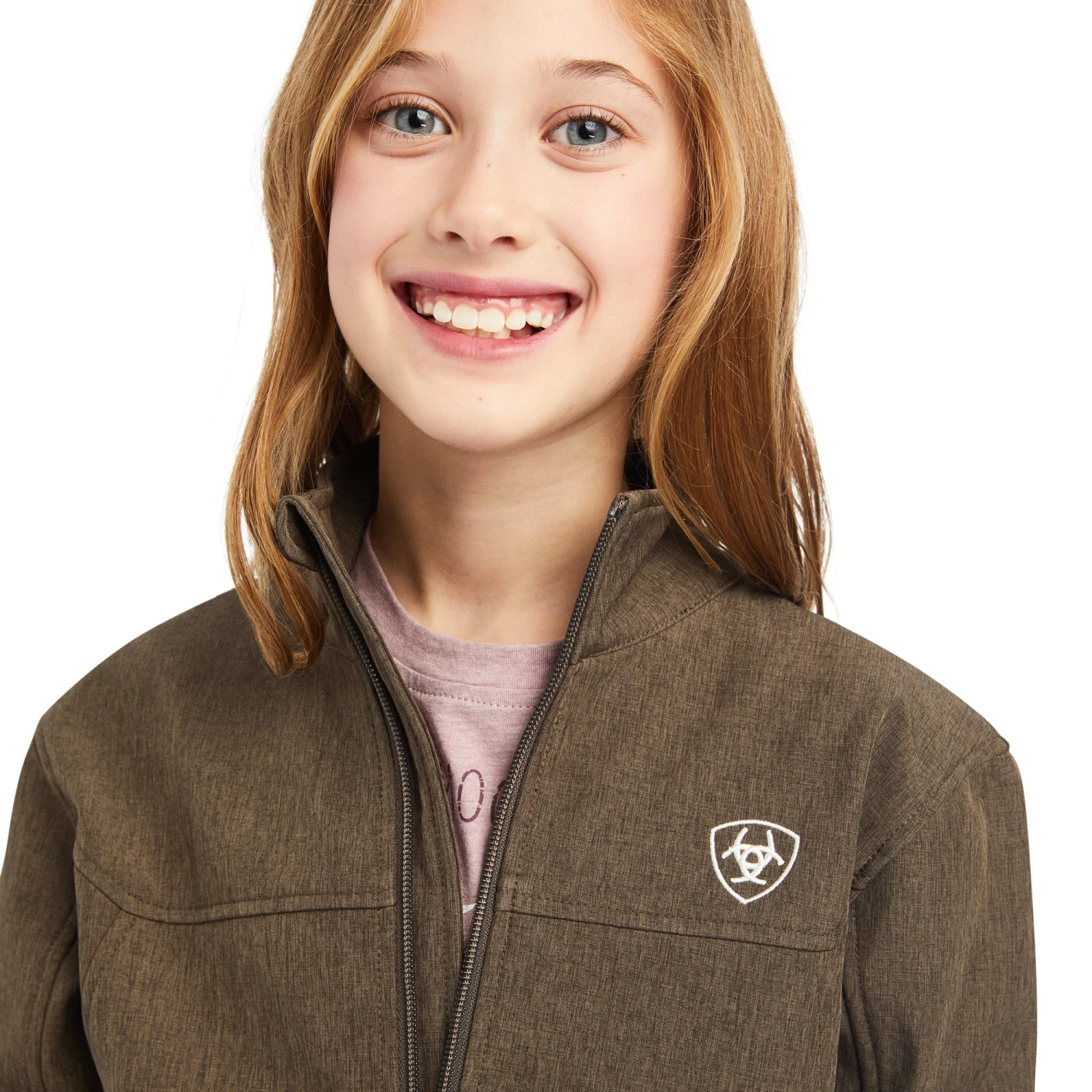 Ariat Girl's New Team Banyan Bark Heather Softshell Jacket 10041275 5 Ariat Girl's New Team Banyan Bark Heather Softshell Jacket 10041275 - Image 3