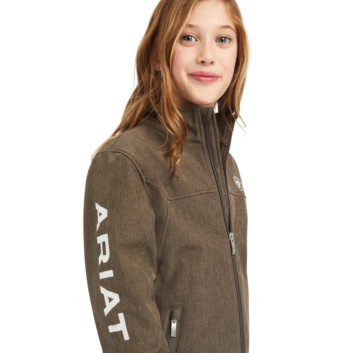 Ariat Girl's New Team Banyan Bark Heather Softshell Jacket 10041275 4 Ariat Girl's New Team Banyan Bark Heather Softshell Jacket 10041275 - Image 2