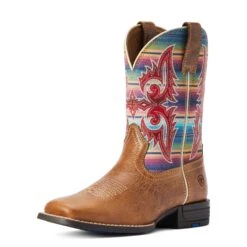 Ariat® Youth Girl's Lonestar Tan & Old Muted Serape Boots 10042595 -Ariat Shoes Shop F22 YTH WEST 10042595 3 4 front