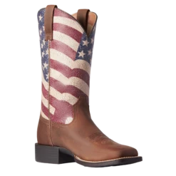 Ariat Ladies Round Up Patriot Stars & Stripes Western Boots 10038397