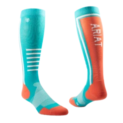 Ariat® Slimline Performance Burnt Sienna/Viridian Green Socks 10043932