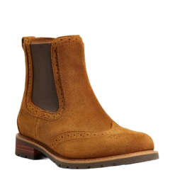 Ariat Ladies Wexford Brogue Waterproof Honey Brown Booties 10040384