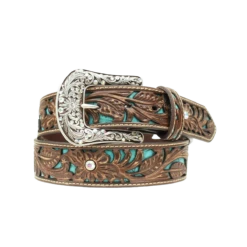 Ariat Ladies Floral Tooled With Turquoise Inlay Belt A1513402