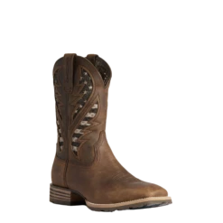 Ariat Men's Hybrid VentTEK Brown With American Flag Boot 10038340