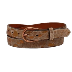 Ariat® Ladies 1" Brass Metallic Calf Hair Tan Belt A1532408