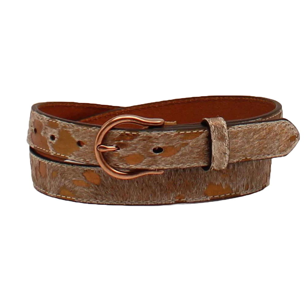 Ariat® Ladies 1" Brass Metallic Calf Hair Tan Belt A1532408 3 Ariat® Ladies 1" Brass Metallic Calf Hair Tan Belt A1532408