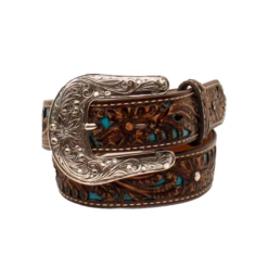 Ariat® Childrens Brown & Turquoise With Floral Overlay Belt A1304027