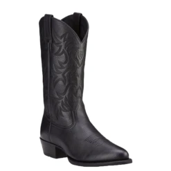 Ariat Men's Heritage Western R Toe Black Deertan Boots 10002218