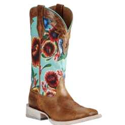 Ariat® Ladies Circuit Champion Floral Brown & Turquoise Boots 10019943