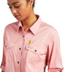 Ariat® Ladies Rebar VentTEK Summer Melon Button Down Shirt 10039481 9 Ariat® Ladies Rebar VentTEK Summer Melon Button Down Shirt 10039481 -Ariat Shoes Shop RE5