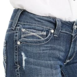Ariat Ladies Gianna Arrow Fit Stackable Straight Leg Jeans 10034655 -Ariat Shoes Shop S21 WMS WEST 10034655 detail02