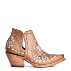 Ariat® Ladies Dixon Aztec Crackled Aged Tan Brown Booties 10035973 10 Ariat® Ladies Dixon Aztec Crackled Aged Tan Brown Booties 10035973 -Ariat Shoes Shop S21 WMS WEST 10035973 side231