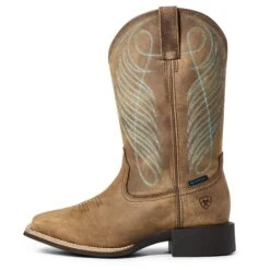 Ariat Ladies Round Up Wide Square Toe Waterproof Brown Boots 10036041 -Ariat Shoes Shop S21 WMS WEST 10036041 side