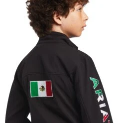 Ariat® Children's New Team Softshell Mexico Black Jacket 10036550 14 Ariat® Children's New Team Softshell Mexico Black Jacket 10036550 -Ariat Shoes Shop S21 YTH ENGL 10036550 detail03