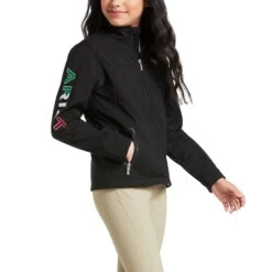 Ariat® Children's New Team Softshell Mexico Black Jacket 10036550 15 Ariat® Children's New Team Softshell Mexico Black Jacket 10036550 -Ariat Shoes Shop S21 YTH ENGL 10036550 front top