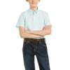 Ariat® Boy's Pembroke Casual Series Short Sleeve Aqua Shirt 10036281 1 Ariat® Boy's Pembroke Casual Series Short Sleeve Aqua Shirt 10036281 -Ariat Shoes Shop S21 YTH WEST 10036281 front