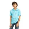 Ariat Boy's Tek Short Sleeve Turquoise Polo Shirt 10039392 -Ariat Shoes Shop S22 BYS WEST 10039392 front
