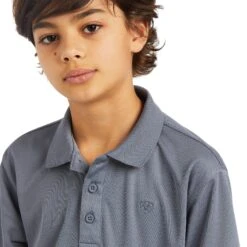 Ariat® Boy's TEK Polo Folkstone Gray Shirt 10039393 -Ariat Shoes Shop S22 BYS WEST 10039393 detail01 423979e1 8785 4498 83fd c0cf96445415