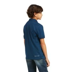 Ariat Boy's TEK Polo Skyfall Blue Shirt 10039394 -Ariat Shoes Shop S22 BYS WEST 10039394 back