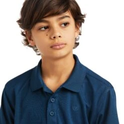 Ariat Boy's TEK Polo Skyfall Blue Shirt 10039394 -Ariat Shoes Shop S22 BYS WEST 10039394 detail01