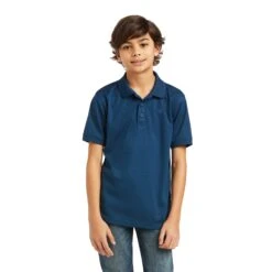Ariat Boy's TEK Polo Skyfall Blue Shirt 10039394