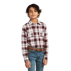 Ariat® Boy's Hayne Retro Long Sleeve Vanilla Ice Snap Shirt 10039516